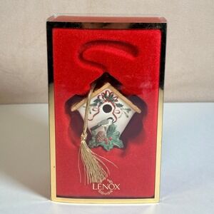 Lenox WINTER GRETTINGS BIRDHOUSE Porcelain Christmas Holiday Ornament in Box